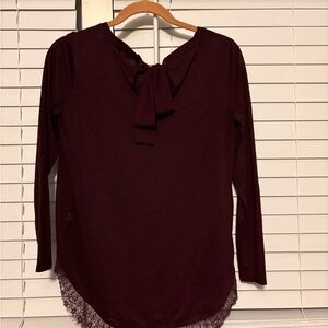 LC Lauren Conrad Deep Burgundy Blouse with Bow